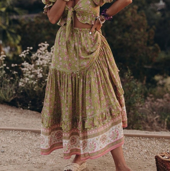 SOLD Spell Dahlia Maxi Skirt Bronze BNWT Large FSOT - Picture 2 of 16